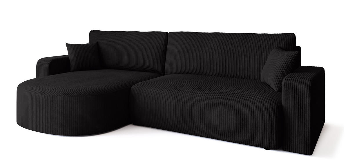 ECKSOFA Bisk mit Schlaffunktion Schwarz Cordstoff - Schwarz, Textil (275/170cm) - Bromarkt