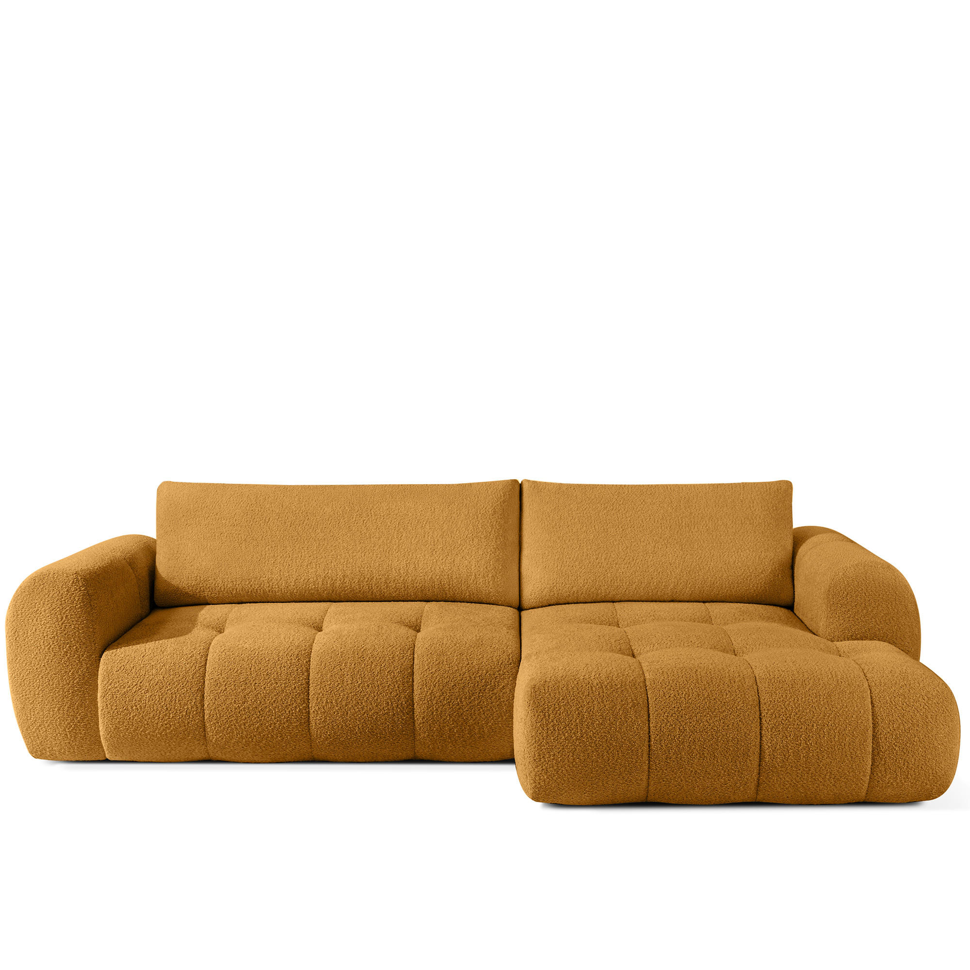 ECKSOFA RECHTS LIRA, Honigfarben, Bouclé - Honig, Holz/Holzwerkstoff (295/112cm) - KONSIMO®