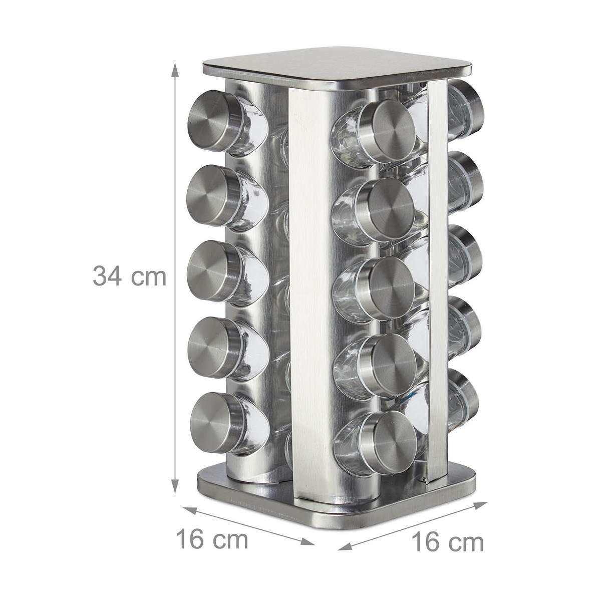 GEWÜRZKARUSSELL - Silberfarben, Glas/Metall (19/34/19cm) - Relaxdays