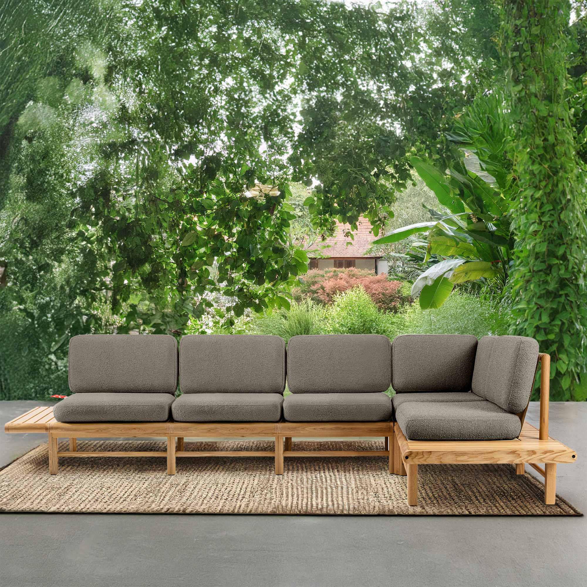 LOUNGESOFA ATREDA rechts - Grau, Holz/Textil (315/80/175cm) - KONSIMO®