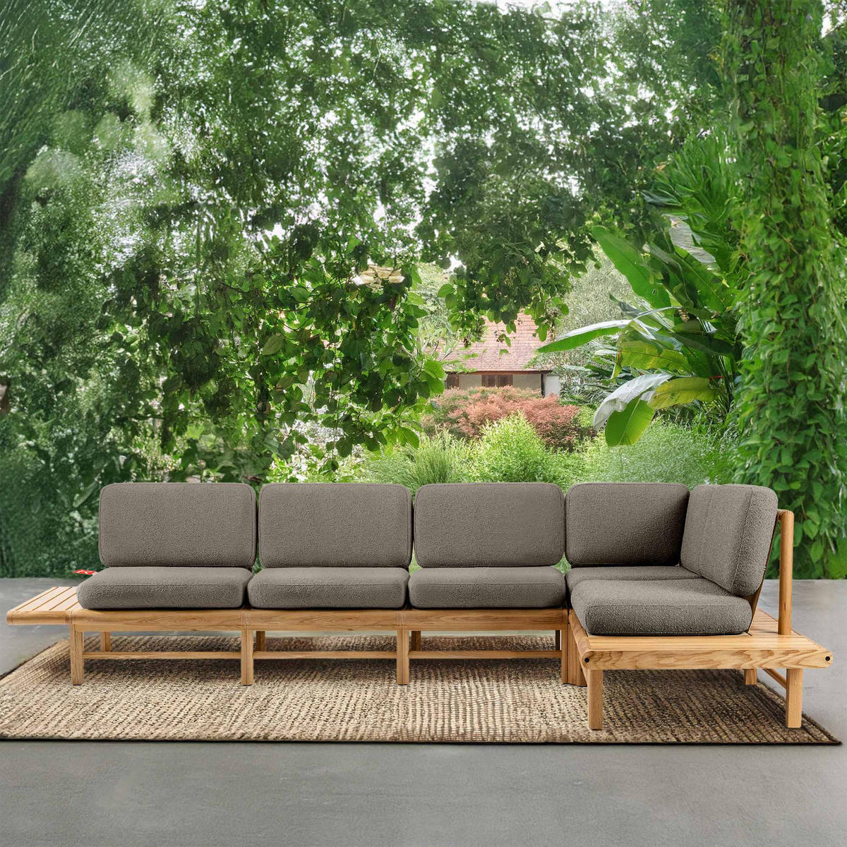 LOUNGESOFA ATREDA rechts - Grau, Holz/Textil (315/80/175cm) - KONSIMO®