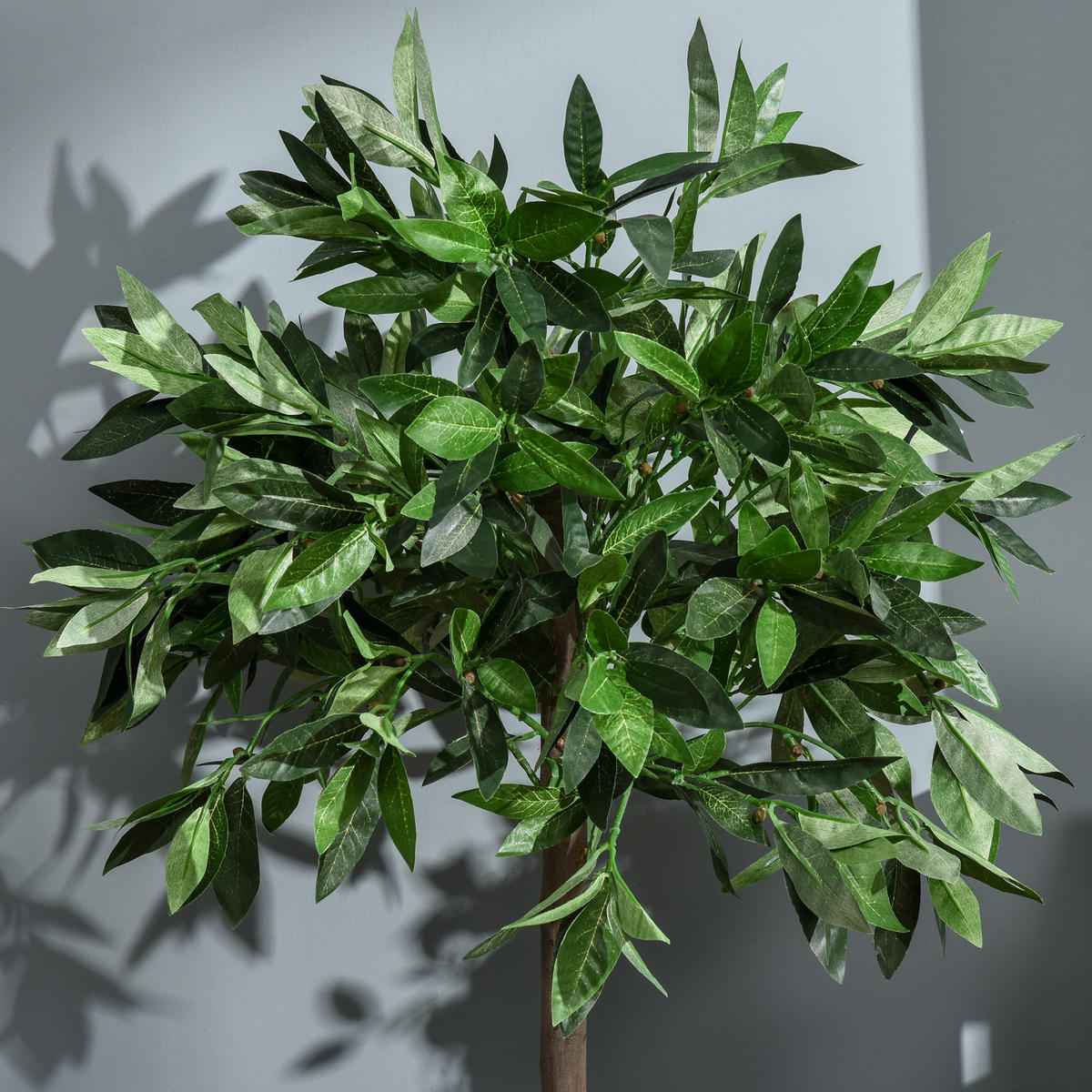 2ER-SET Künstlicher Lorbeerbaum 90 cm Kunstpflanzen im Zementtopf, Zimmerpflanze - Schwarz/Braun, Kunststoff (90cm) - Outsunny