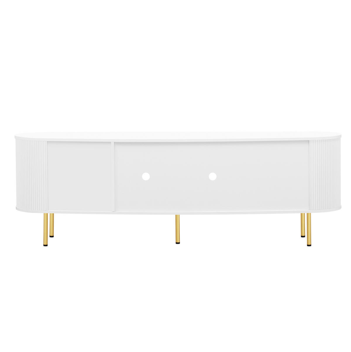 LOWBOARD 170/35/55 cm aus MDF mit 4 Glastüren Weiß/Gold - Weiß, Holzwerkstoff (170/55/35cm) - Modenvie