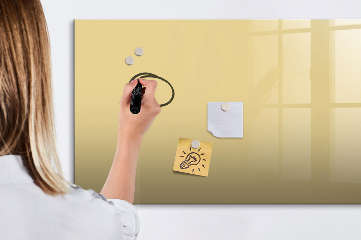 MAGNETTAFEL 120x60 Creme schwarzer Marker - Creme, Glas (120/0.4/60cm) - TULUP