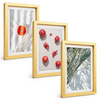 BILDER SET 3er Set - 20x30 cm Goldrahmen - Feiertagspalmenfrüchte - Goldfarben, Kunststoff (20/30cm) - TULUP