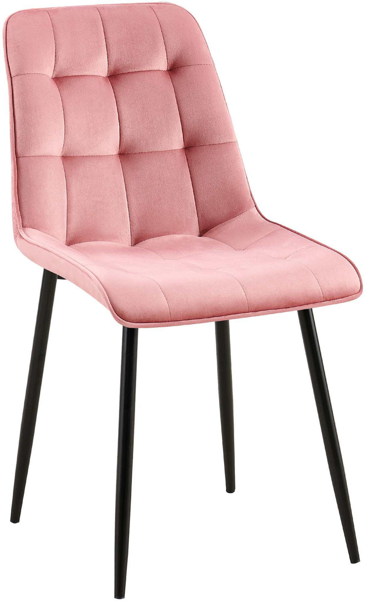 STUHL Samt pink - Pink/Schwarz, Textil/Metall (47/89/61cm) - CLP