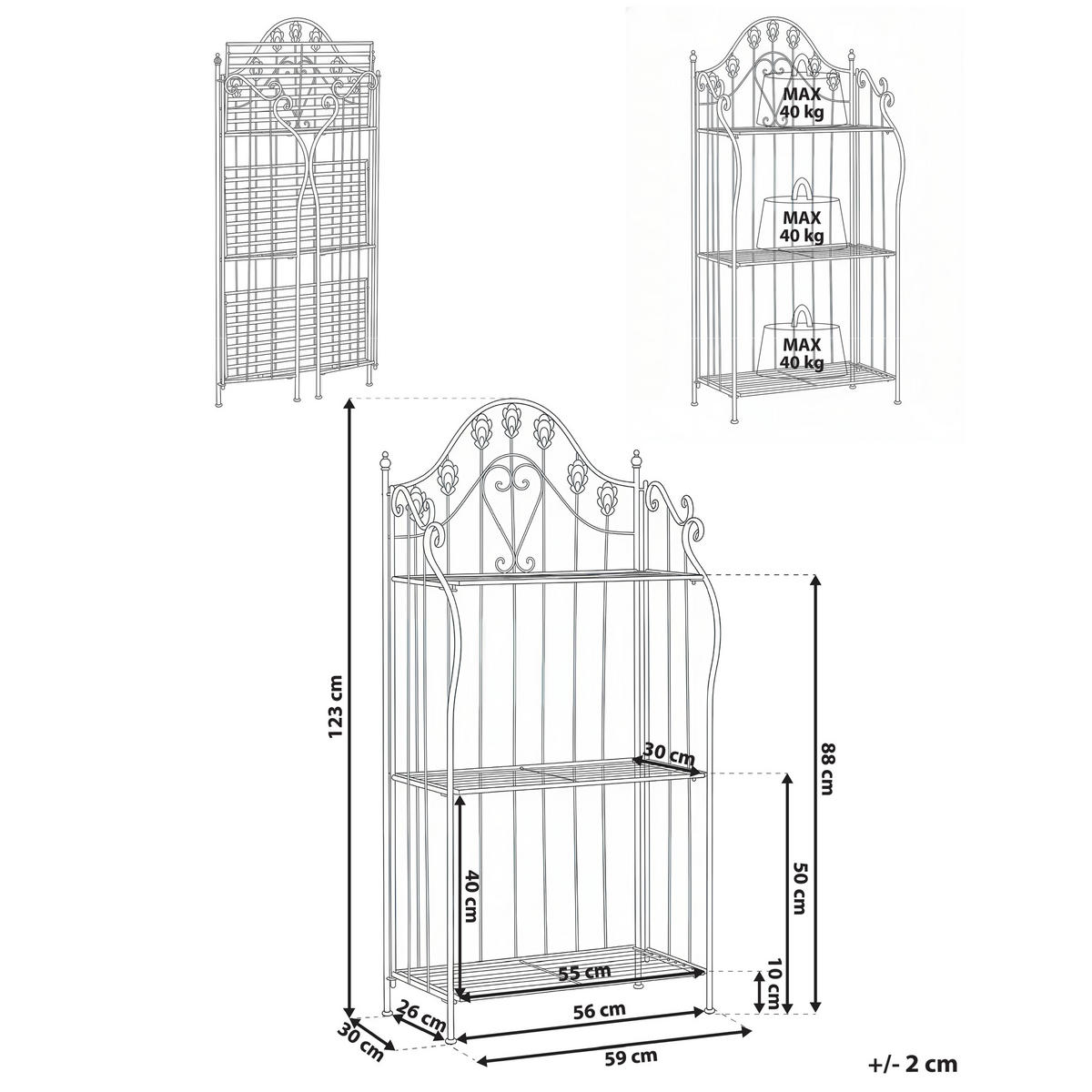 RAFT metal 123 cm 59 cm gri Visano - gri închis/gri, metal (59/123/30cm) - Beliani