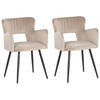 ESSZIMMERSTUHL 2er-Set Samtstoff Taupe Sanilac - Taupe, Textil/Metall (52/75/44cm) - Beliani