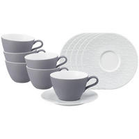 MILCHKAFFEETASSEN MIT UNTERTASSEN Life Fashion Elegant Grey 370 ml 6er Set - Grau, Keramik (16.4/9/16.4cm) - Seltmann Weiden