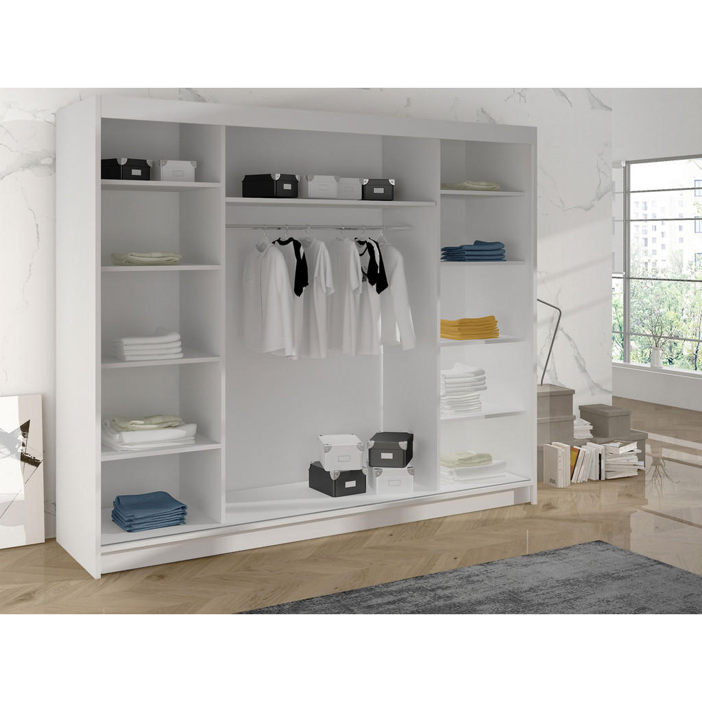 Thumbnail - Mirjan24 Schwebetürenschrank, Weiß, Metall, 9 Fächer, Rechteckig, 200x215x58 cm, Schlafzimmer, Kleiderschränke, Schwebet...