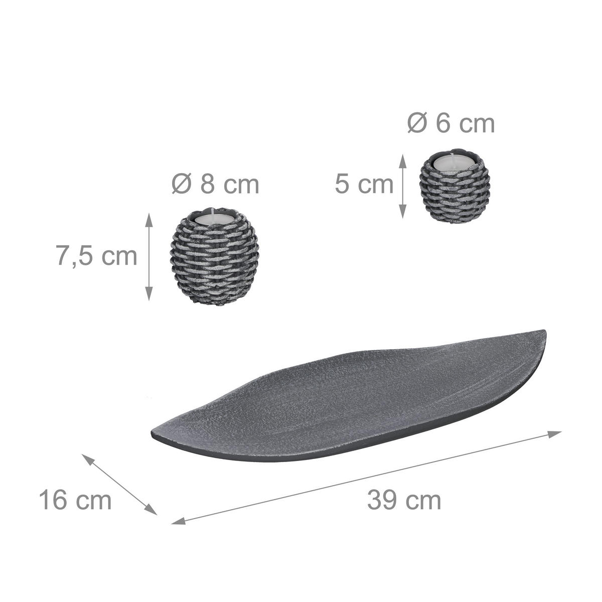 KERZENDEKO - Grau, Holzwerkstoff/Paraffin (7.5cm) - Relaxdays