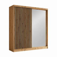 KLEIDERSCHRANK Lumil 200 cm Artisan Spiegel Griffe silber - Eiche Artisan, Holzwerkstoff (200/216/61cm) - KS Home Concept