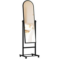 STANDSPIEGEL Verona Holz Schwarz Mobiler Ganzkörperspiegel - Schwarz, Holz (39/151/39cm) - DELUKE