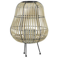 LATERNE Weidenholz 44 cm Naturfarben Berkner - Schwarz/Braun, Holz (31/44/31cm) - Beliani