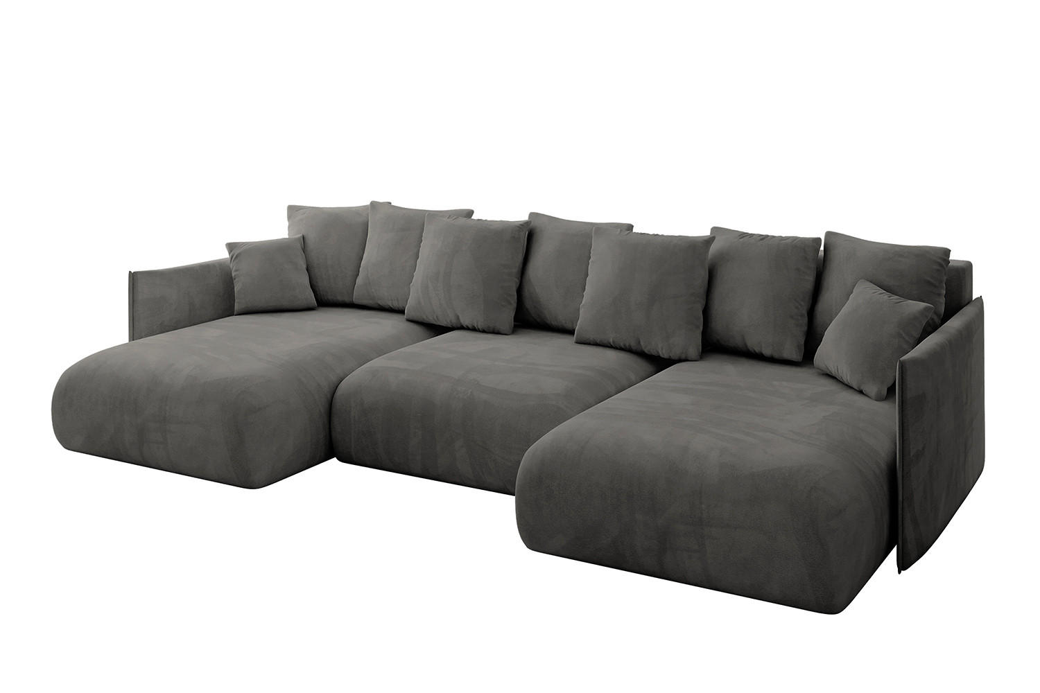 WOHNLANDSCHAFT mit Schlaffunktion und Bettkasten ONESK-U 317x177x72 Dunkelgrau Velours - Anthrazit, Holzwerkstoff/Kunststoff (317/72/177cm) - ALTDECOR