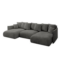 WOHNLANDSCHAFT mit Schlaffunktion und Bettkasten ONESK-U 317x177x72 Dunkelgrau Velours - Anthrazit, Holzwerkstoff/Kunststoff (317/72/177cm) - ALTDECOR