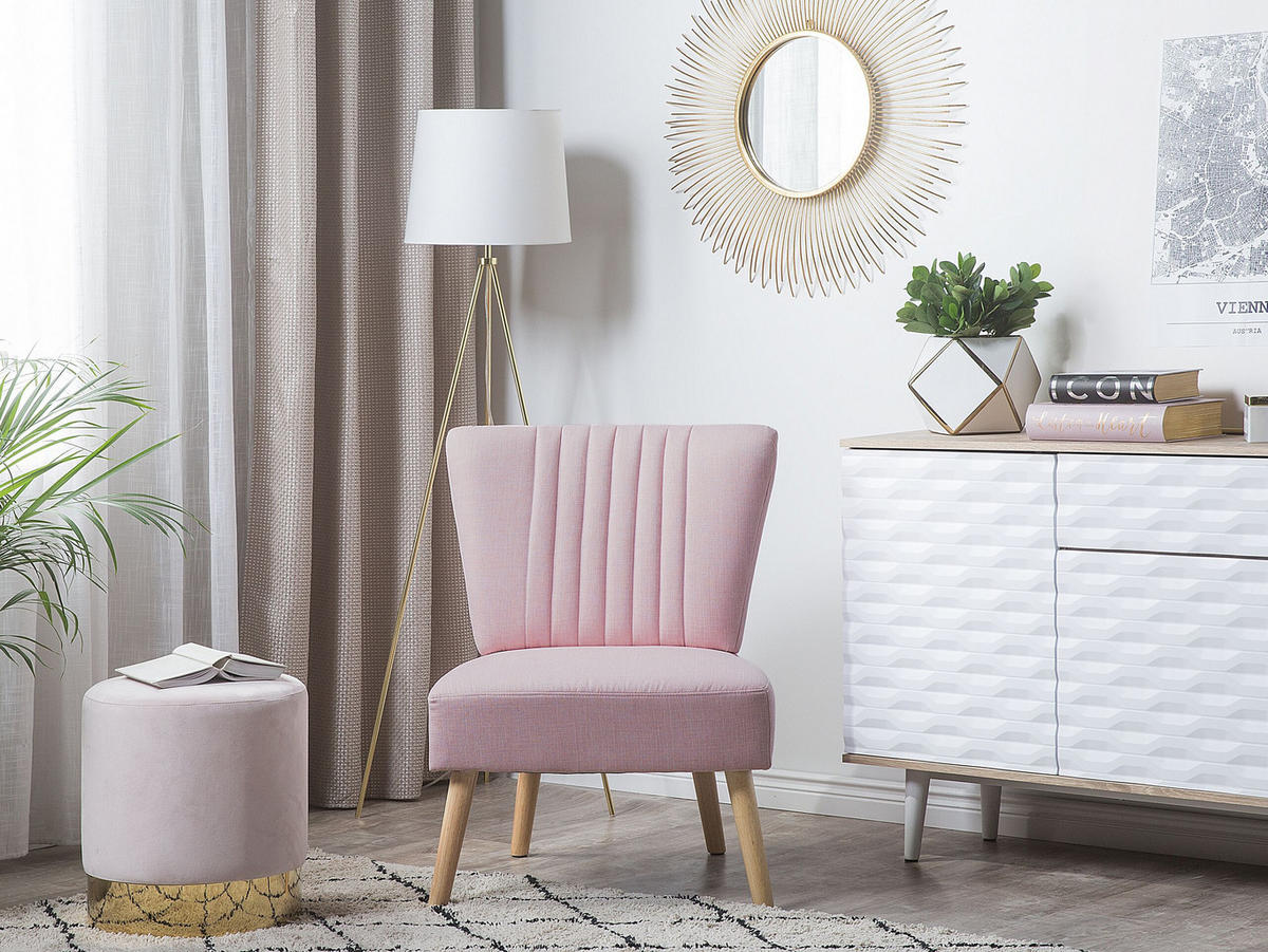 SESSEL Polsterbezug Rosa Vaasa - Pink, Holz/Textil (61/85/60cm) - Beliani