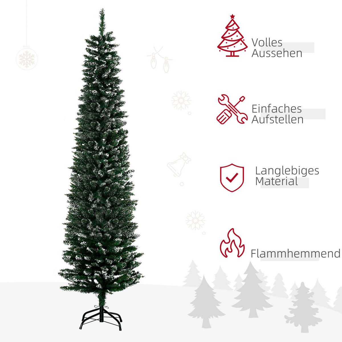 WEIHNACHTSBAUM 190 cm, stabile Basis, Grün - Grün, Kunststoff (53/190cm) - HOMCOM