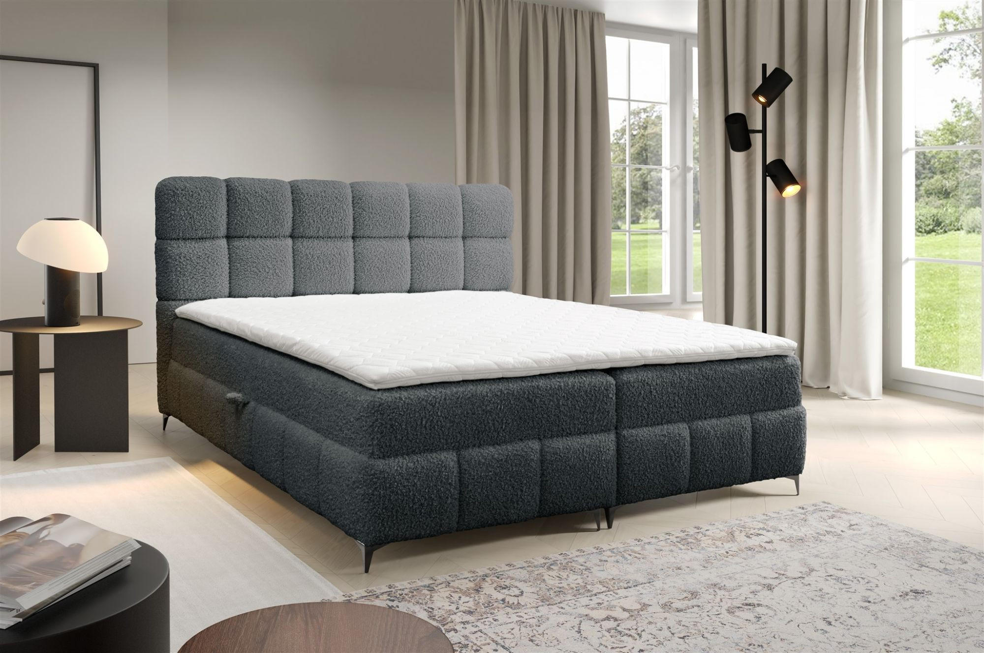 BOXBETT Sophie In Rolf - Dunkelgrau, Holzwerkstoff/Textil (100/200cm) - Fun Möbel