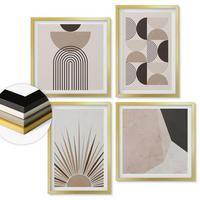 WANDBILDER 4er Set - 50x50 cm & 40x60 cm Goldrahmen - Abstrakte beige und braune Formen - Goldfarben, Kunststoff (50/50cm) - ArtPrintCave