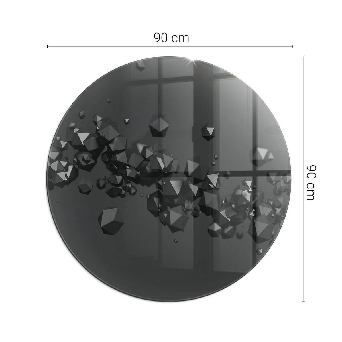 GLASPLATTE für Kamin Ø 90 cm Schwarz - Schwarz, Glas (90/90/0.4cm) - ArtPrintCave