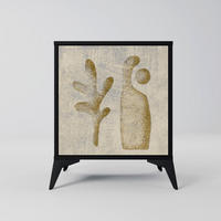 SIDEBOARD SAND SCULPTURES, Schwarz, 57,5x42x70,5 cm, Schwarze Metall-Sternfüße - Multicolor/Schwarz, Holzwerkstoff/Metall (57.5/70.5/42cm) - SpaceRebels