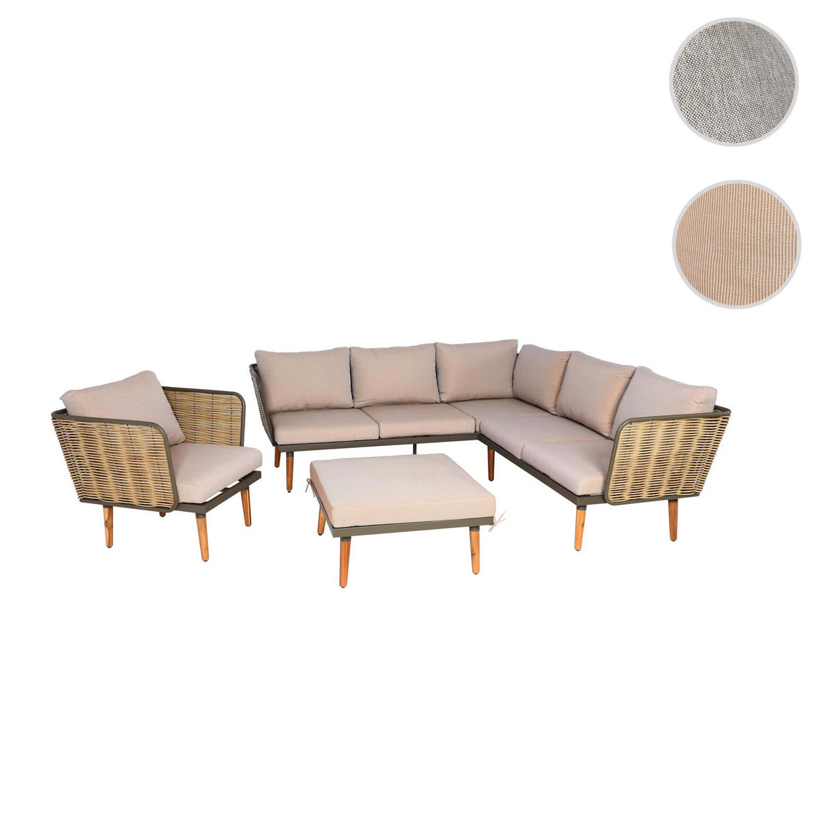 GARTENGARNITUR Poly-Rattan Hellgrau - Grau, Metall - PROREGAL