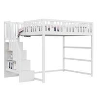 HOCHBETT 140/200 cm aus Massivholz mit Treppe, Regal und Sofabereich in Weiß - Weiß, Holz (140/200cm) - Flora Grace