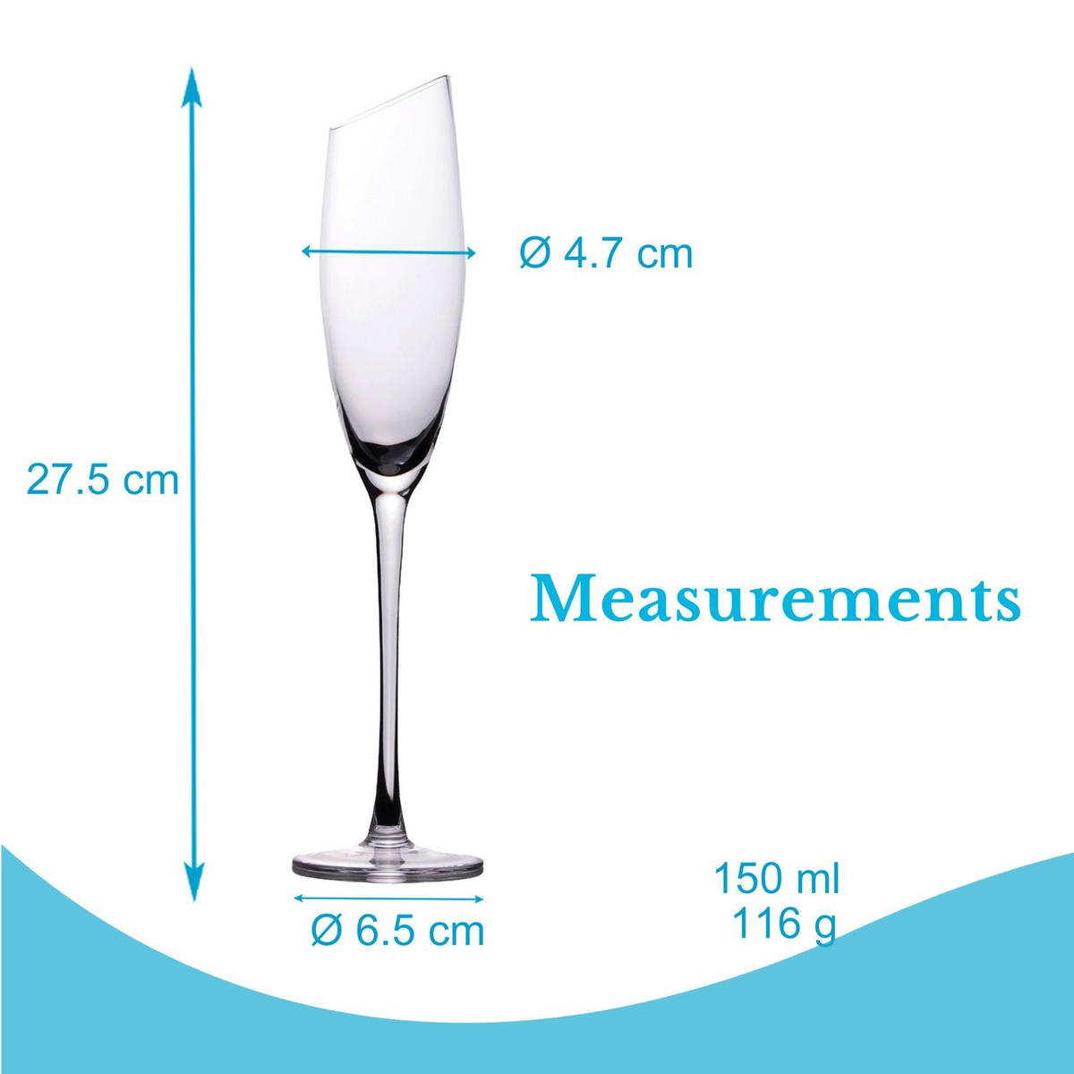 CHAMPAGNER/SEKT Glas mit moderner Kante 150 ml (2er-Set) - Transparent, Glas (0.15L) - Intirilife