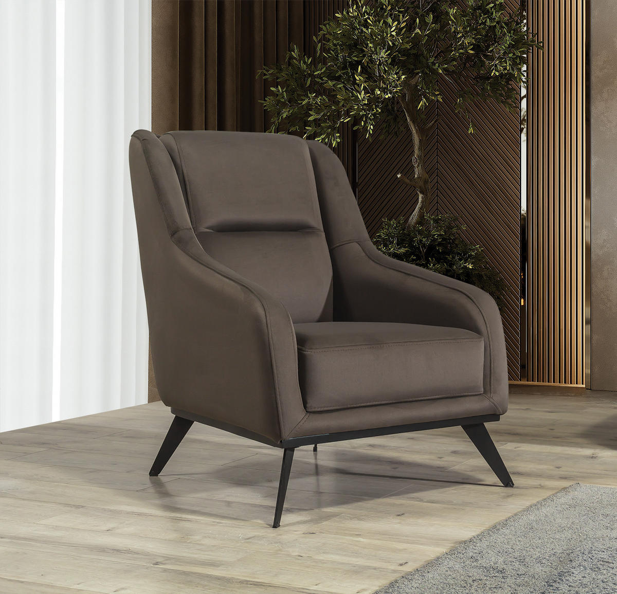SITZGARNITUR Soprano Seidengrau Stellvariante:3+1 - Braun, Holz/Textil (230/85/100cm) - Villa Möbel
