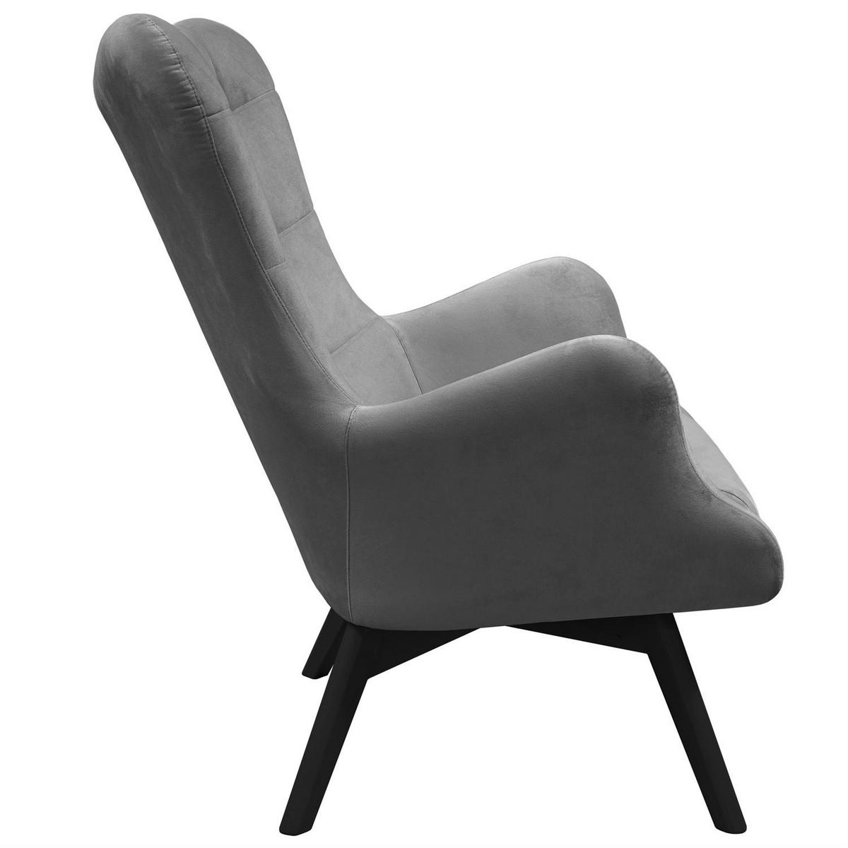 SESSEL SAND mit schwarzen Beinen - Dunkelgrau/Schwarz, Textil (80/105/86cm) - Lookway