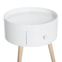 BEISTELLTISCH 38/38/45 cm Weiß runder Couchtisch mit Schublade skandinavisch - Weiß, Holzwerkstoff (38/38/95cm) - OKWISH