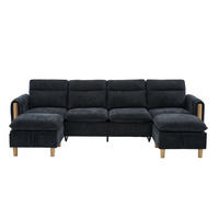 WOHNLANDSCHAFT DE-33935 modular mit Stauraumhockern Schwarz - Schwarz, Holz (77/86/261cm) - ComfortXL