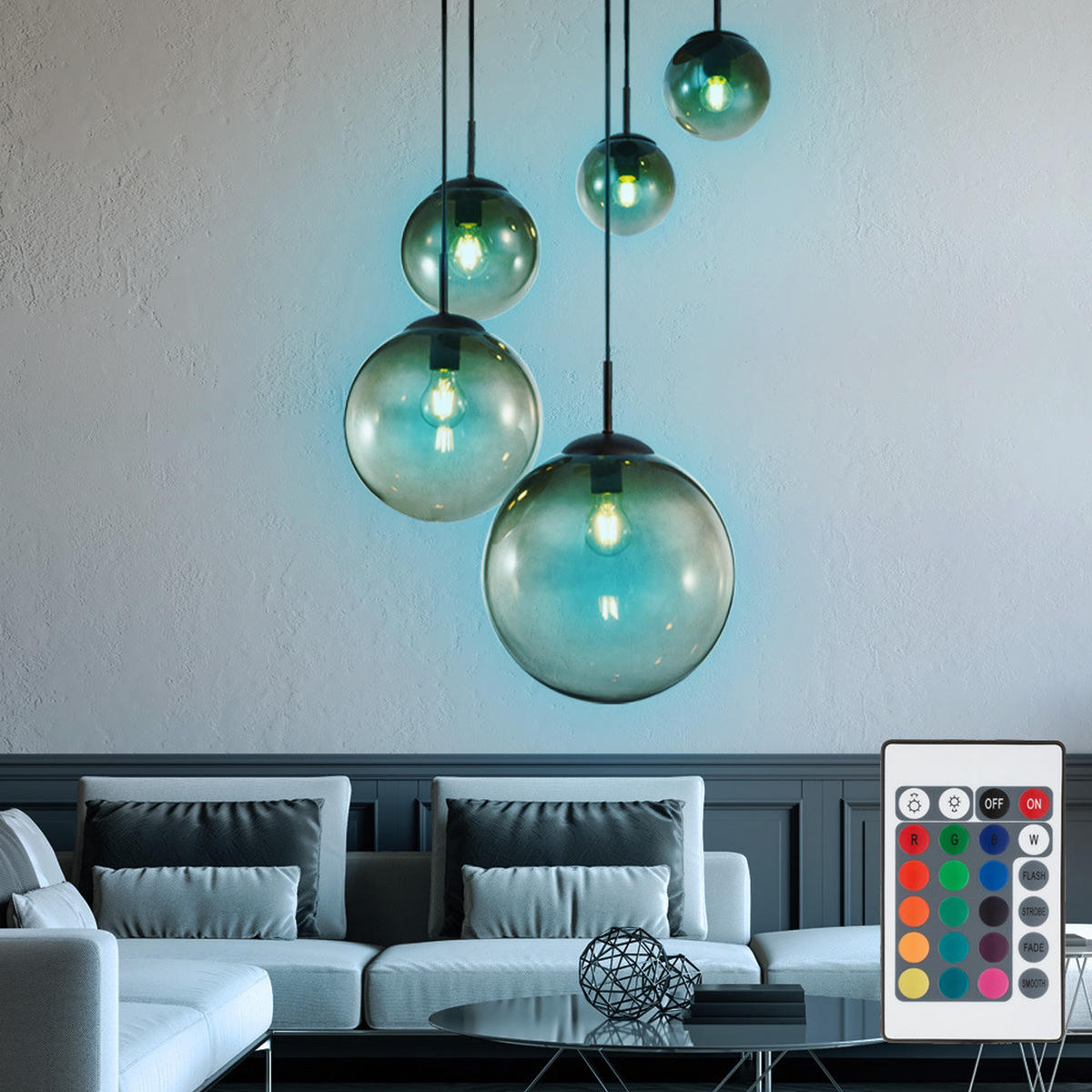 LED HÄNGELAMPE Varus Orange - Orange, Glas (65/65/150cm) - Globo Lighting