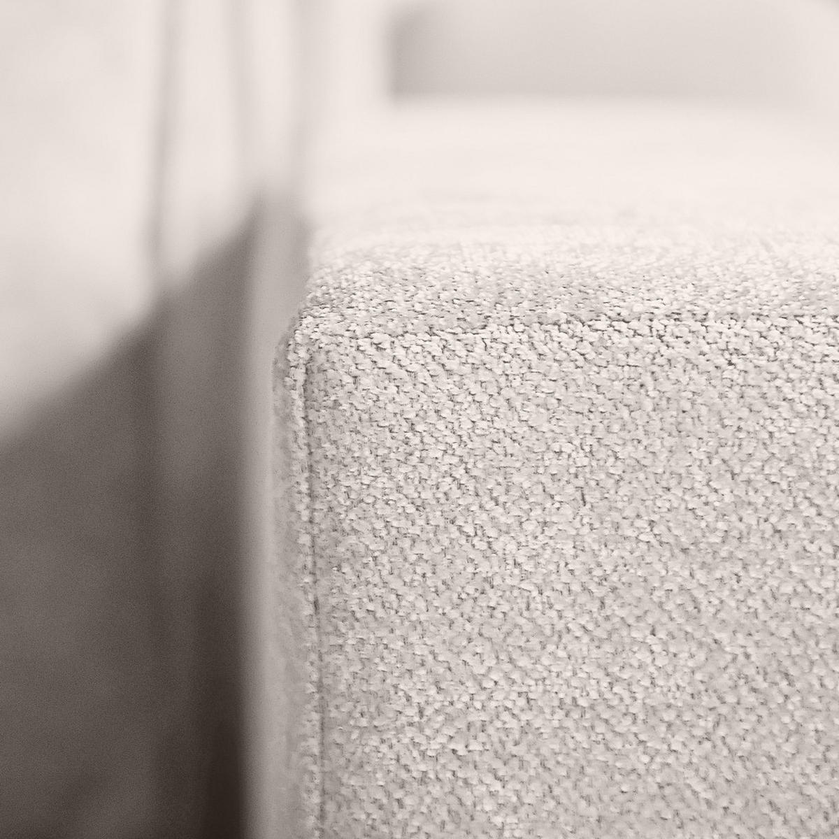 ECKSOFA Pablo ohne Schlaffunktion, mit abgerundeter Ottomane, links, Beige, Velourstoff - Weiß, Textil (319/196cm) - Beautysofa