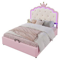 POLSTERBETT 140/200 cm aus PU und MDF mit LED-Beleuchtung und hydraulischem Stauraum Rosa - Pink, Kunststoff (140/200cm) - Modenvie