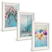 BILDER SET 3er Set - 20x30 cm Weißer Rahmen - Hintergrundmuster mit Pastellblumen - Weiß, Kunststoff (20/30cm) - TULUP