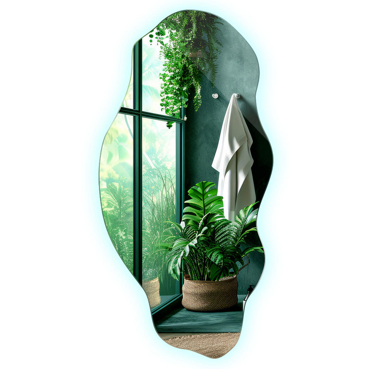 LED-SPIEGEL 40x80 cm Kaltweiß 6000K - Blau, Glas (80/40/0.4cm) - TULUP