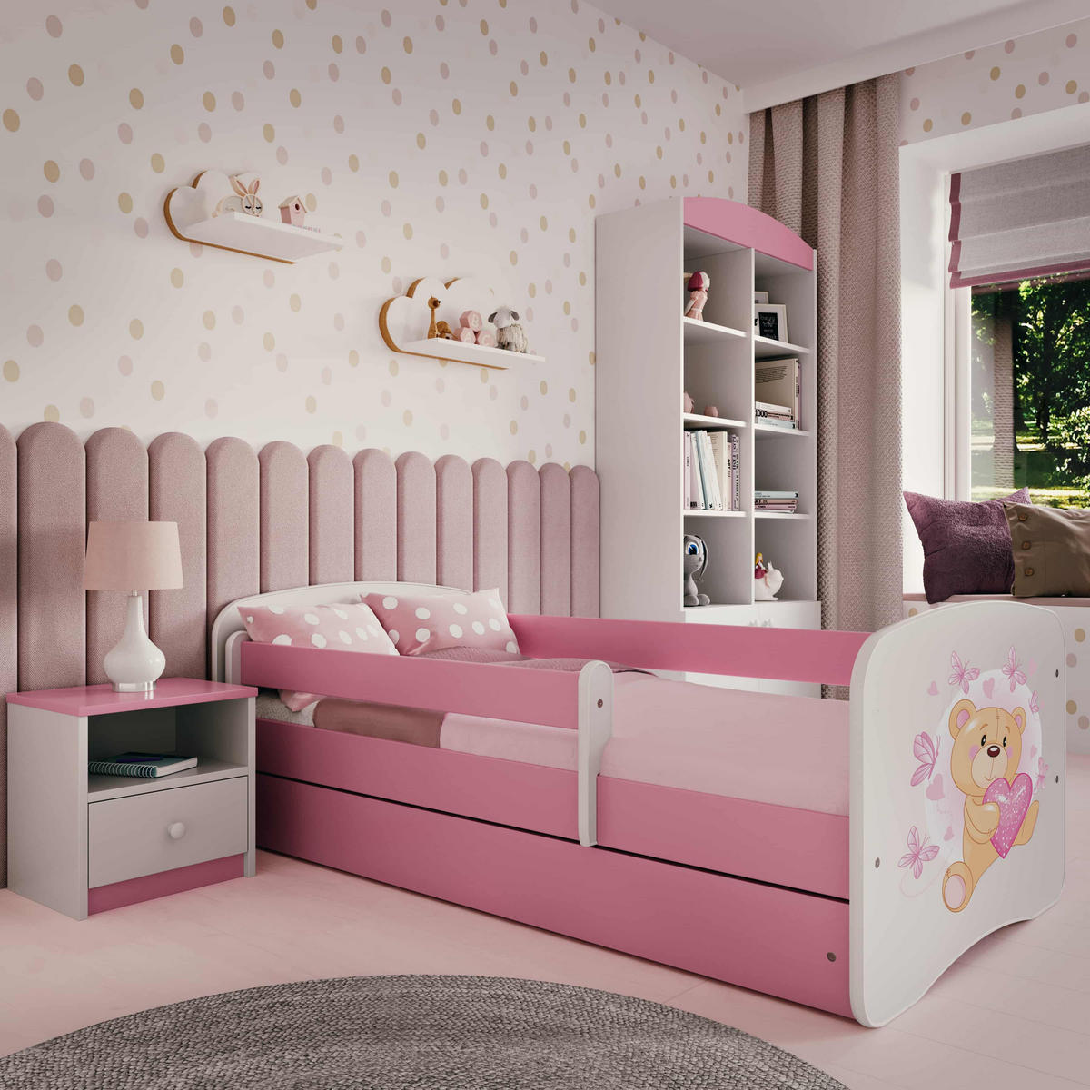 KINDERBETT Schmetterlingsbär mit Schublade und Matratze 180/80 - Rosa, Holzwerkstoff (80/180cm) - RAUMHIRSCH FURNITURE