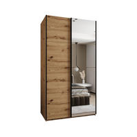 SCHWEBETÜRENSCHRANK 245,5/130/64 2-türig - Schwarz/Eiche Artisan, Holz/Metall (130/245/64cm) - Abiks Möbel