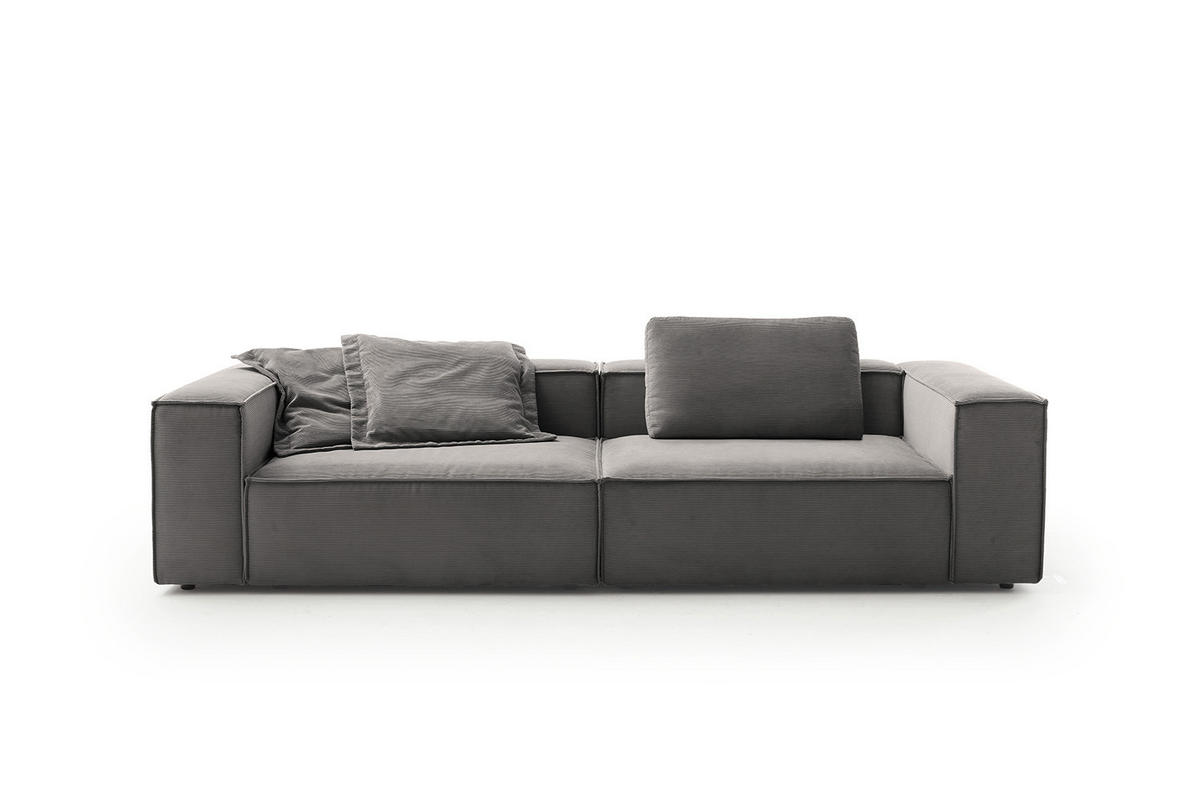 SOFA CARMO Anthrazit Cord - Anthrazit/Schwarz, Kunststoff/Textil (306/68/118cm) - KAWOLA