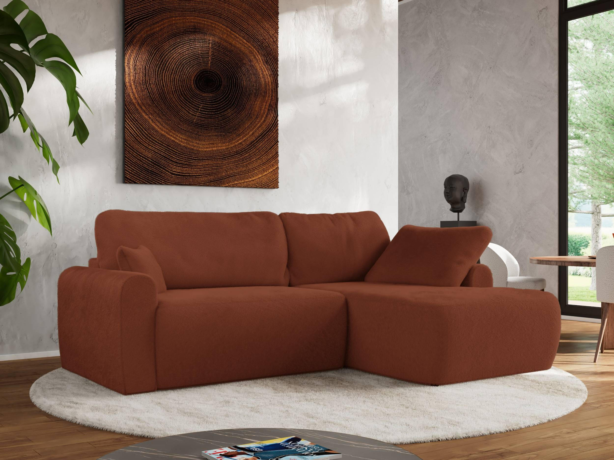 ECKSCHLAFSOFA CUBO L Orange Plüsch - rechts - Schwarz/Orange, Kunststoff/Textil (187/273cm) - MKS