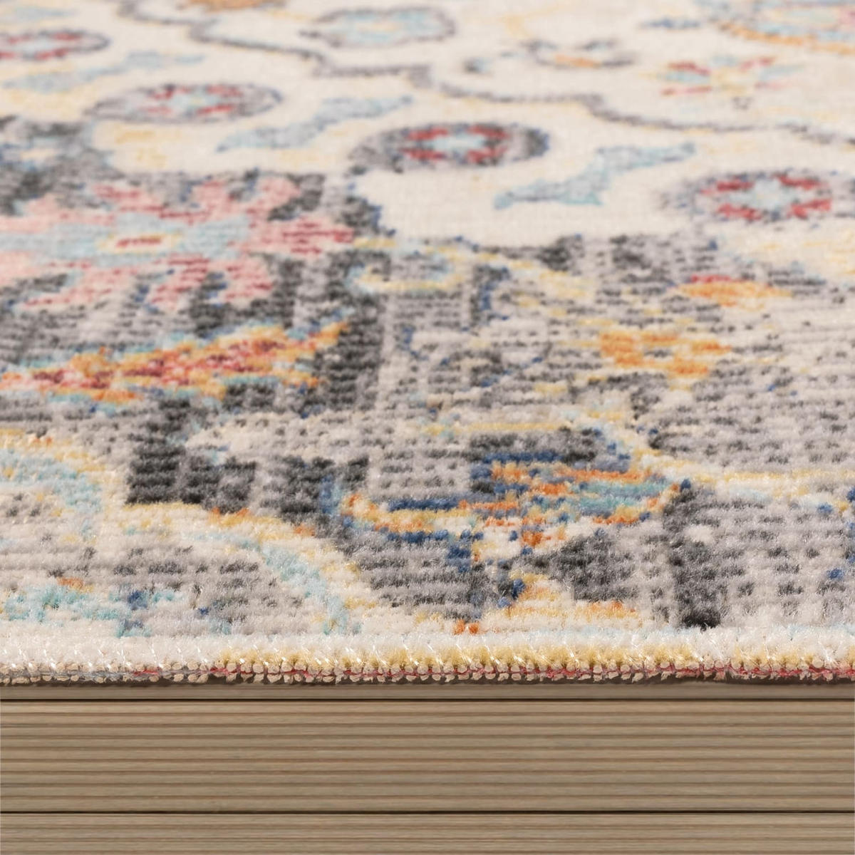 OUTDOOR Teppich Orientalisch Vintage Balkon, Terrasse schmutzabweisend Grau Rechteckig 80x150 - Grau, Textil (80/150cm) - KADIMA DESIGN
