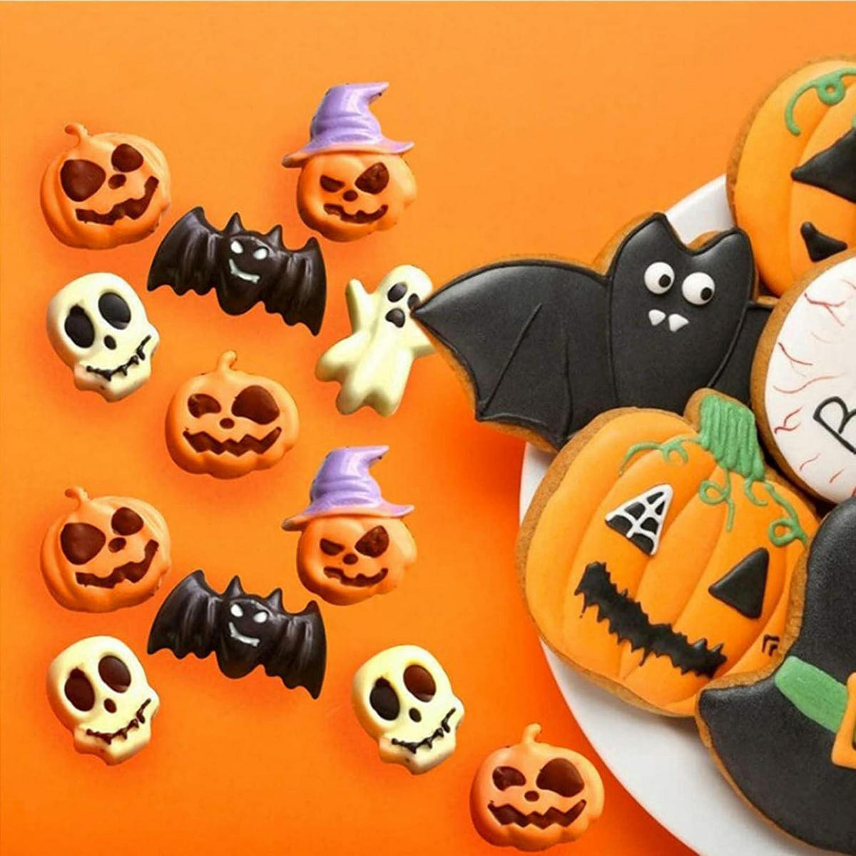 BACKFORM 2-teiliges Set Halloween Kürbis Silikon Antihaftbeschichtet - Orange, Kunststoff