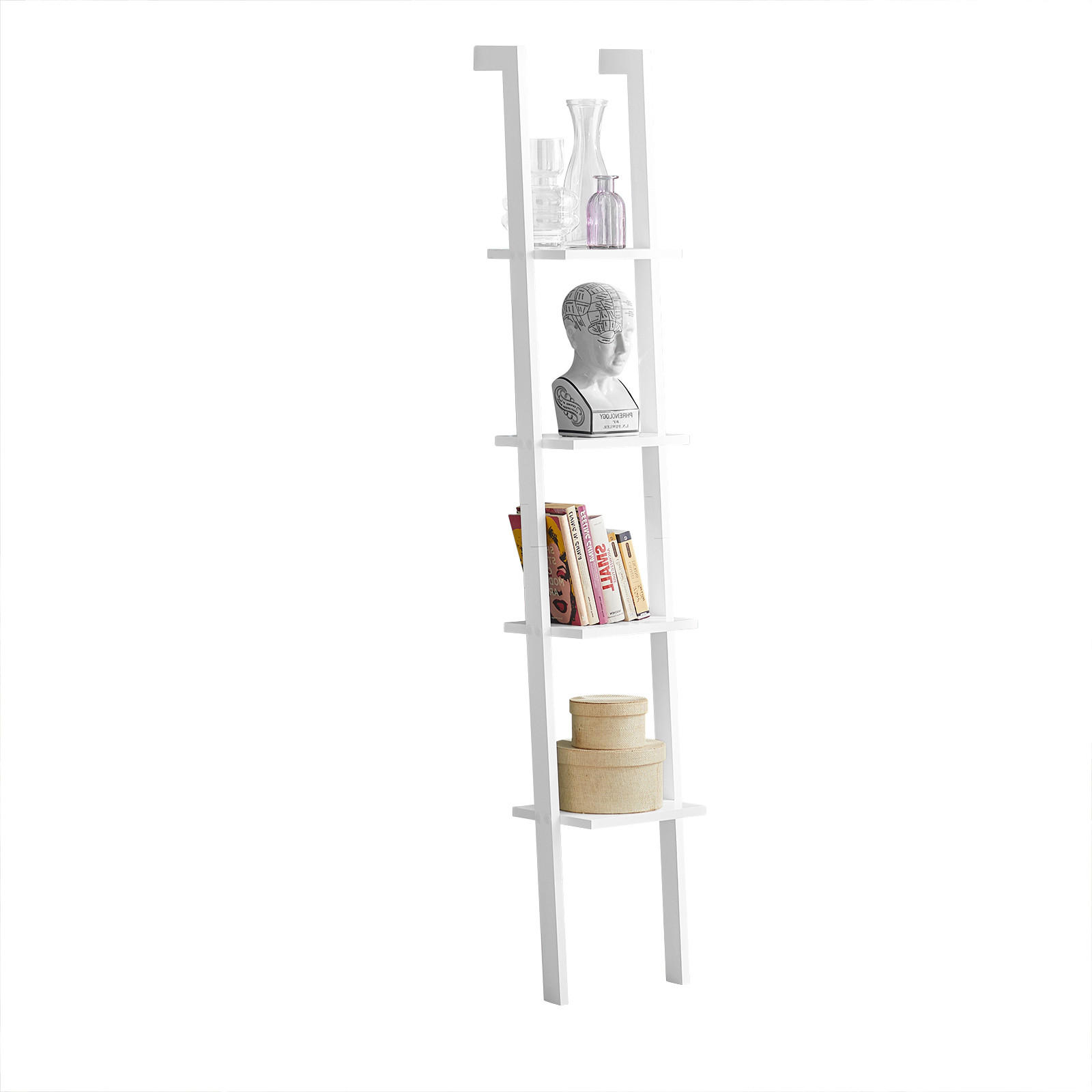 SoBuy KNIHOVNA se 4 policemi Bílá 29x33x180cm Minimalistický