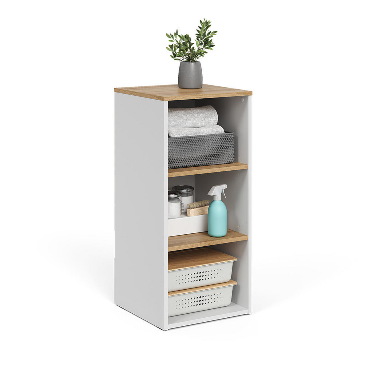 MIDISCHRANK Viktor Weiß/Artisan 40.2 x 88.2 cm - Weiß, Holzwerkstoff (40.2/88.2/40.5cm) - Vicco