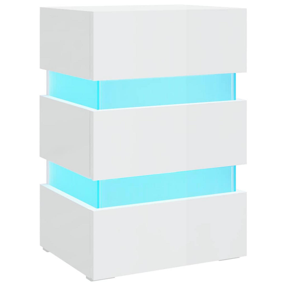 NACHTTISCH mit LED 45/35/67 cm aus Holzwerkstoff in Hochglanz-Weiß - Weiß, Holz (45/67/35cm) - vidaXL