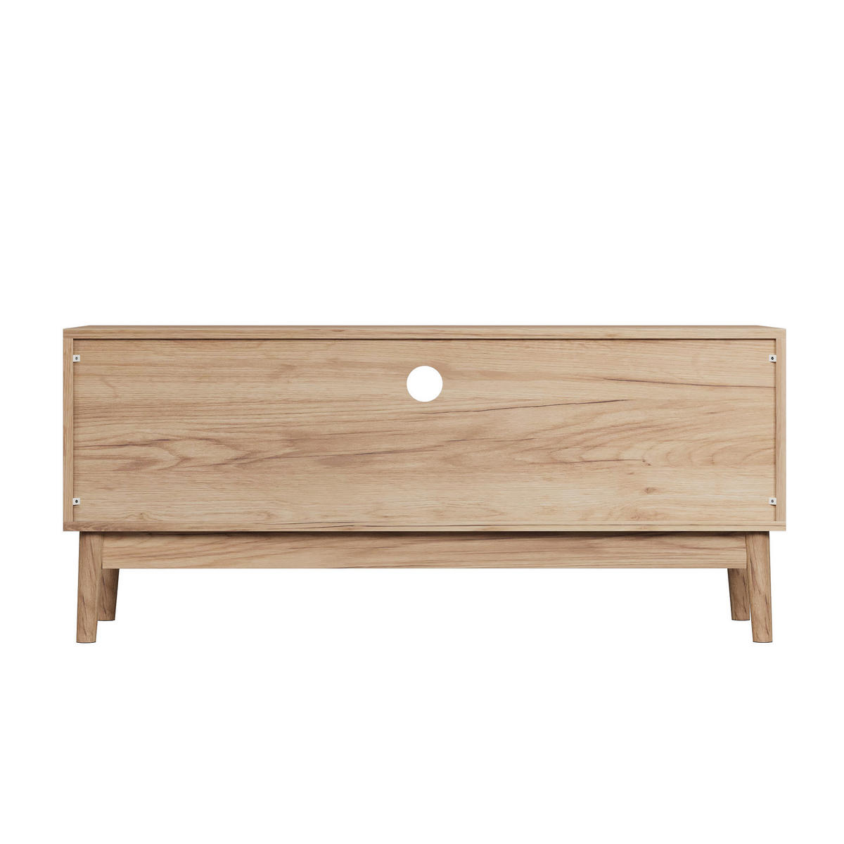TV-SCHRANK 110 cm Eiche Natur mit 2 Türen, offenen Fächern & Kabelmanagement im Mid-Century-Stil - Eichefarben, Holzwerkstoff (110/48/40cm) - Urban Meuble
