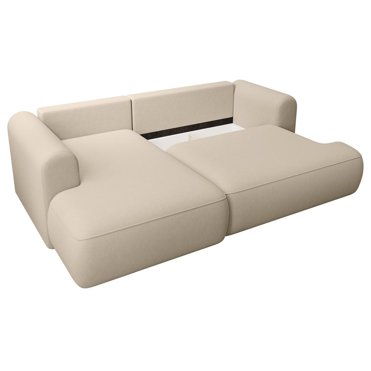 ECKSCHLAFSOFA Ovo Mini Hellbeige Easy-Clean-Samtbezug - Ecru/Schwarz, Kunststoff/Textil (238/156cm) - Selsey