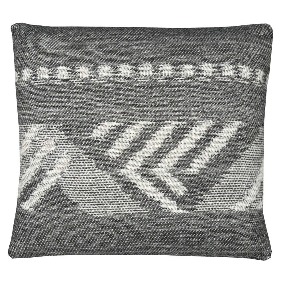 WOLLKISSEN Mochica schwarz Dekostreifen, quadratisch 45x45 - Anthrazit, Textil (45/45/12cm) - Malagoon